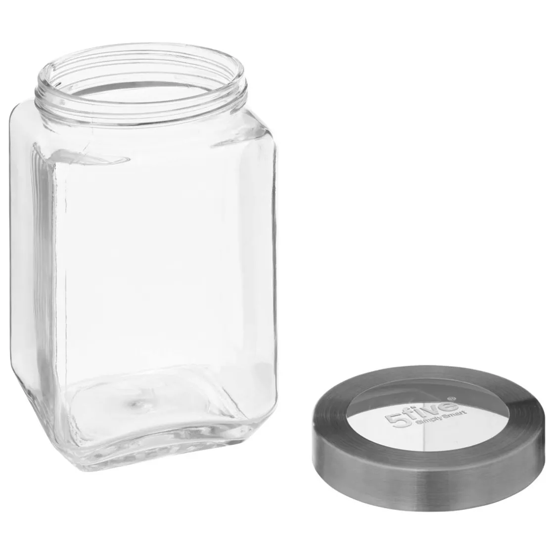 5five Bocal verre couvercle contour acier 1,6L