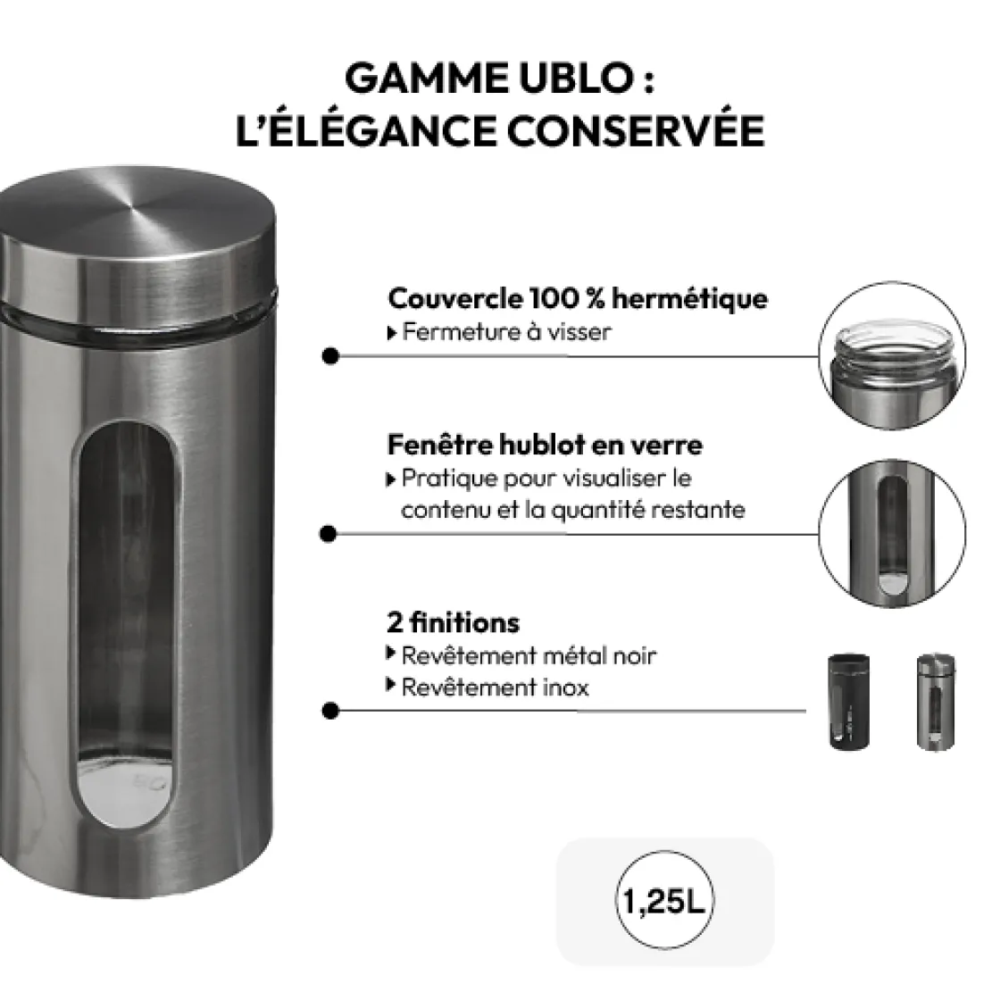 5five Bocal verre et inox 1,25L