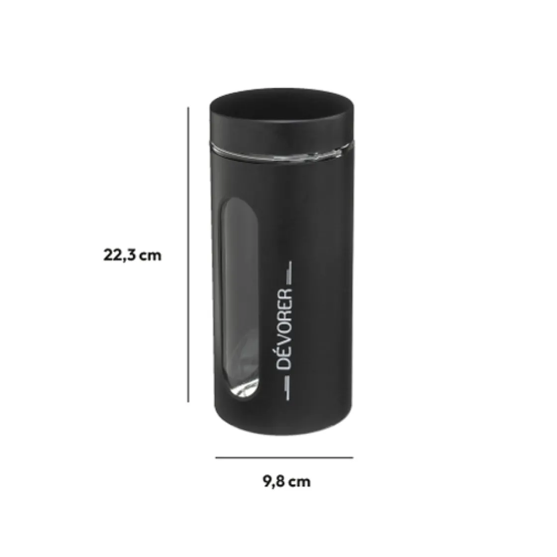 5five Bocal verre et métal 1,25L, Noir