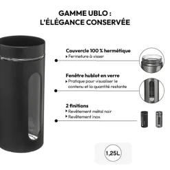 5five Bocal verre et métal 1,25L, Noir