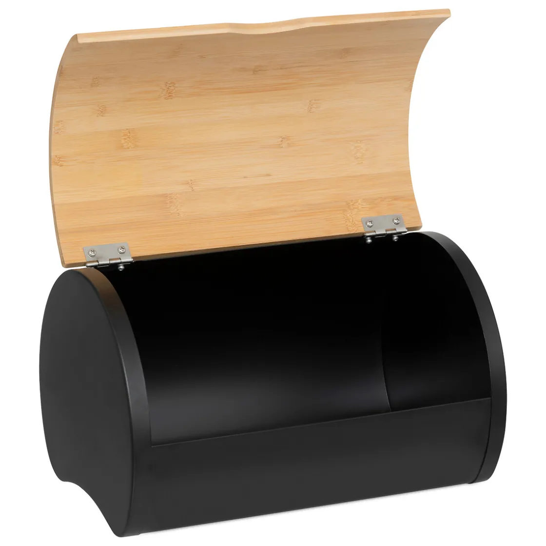 5five Boite à pain métal et bambou 32 cm, Noir