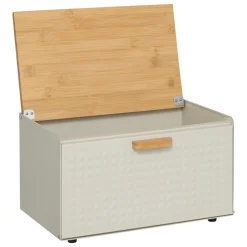 5five Boite à pain métal et bambou 35,5 cm, Noir