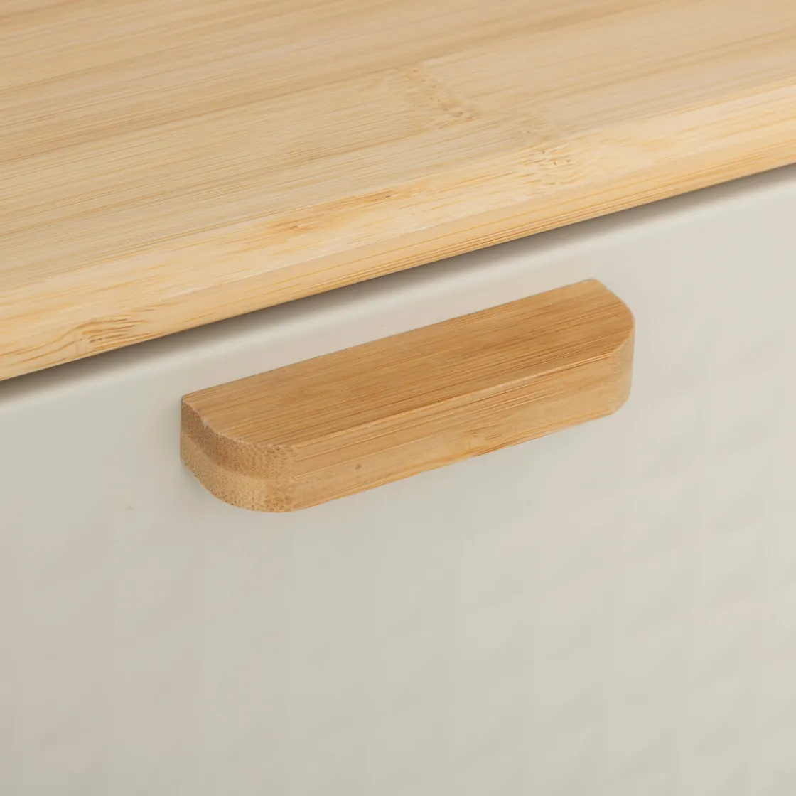 5five Boite à pain métal et bambou 35,5 cm, Noir