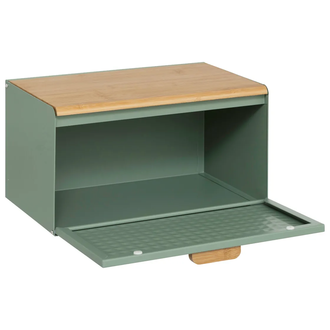 5five Boite à pain métal et bambou 35,5 cm, Noir