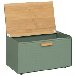 5five Boite à pain métal et bambou 35,5 cm, Noir