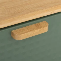 5five Boite à pain métal et bambou 35,5 cm, Noir