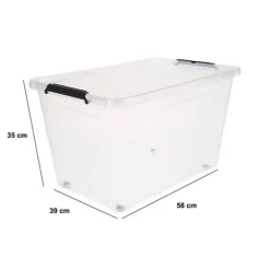 5five Boite de rangement plastique 60L, Transparent