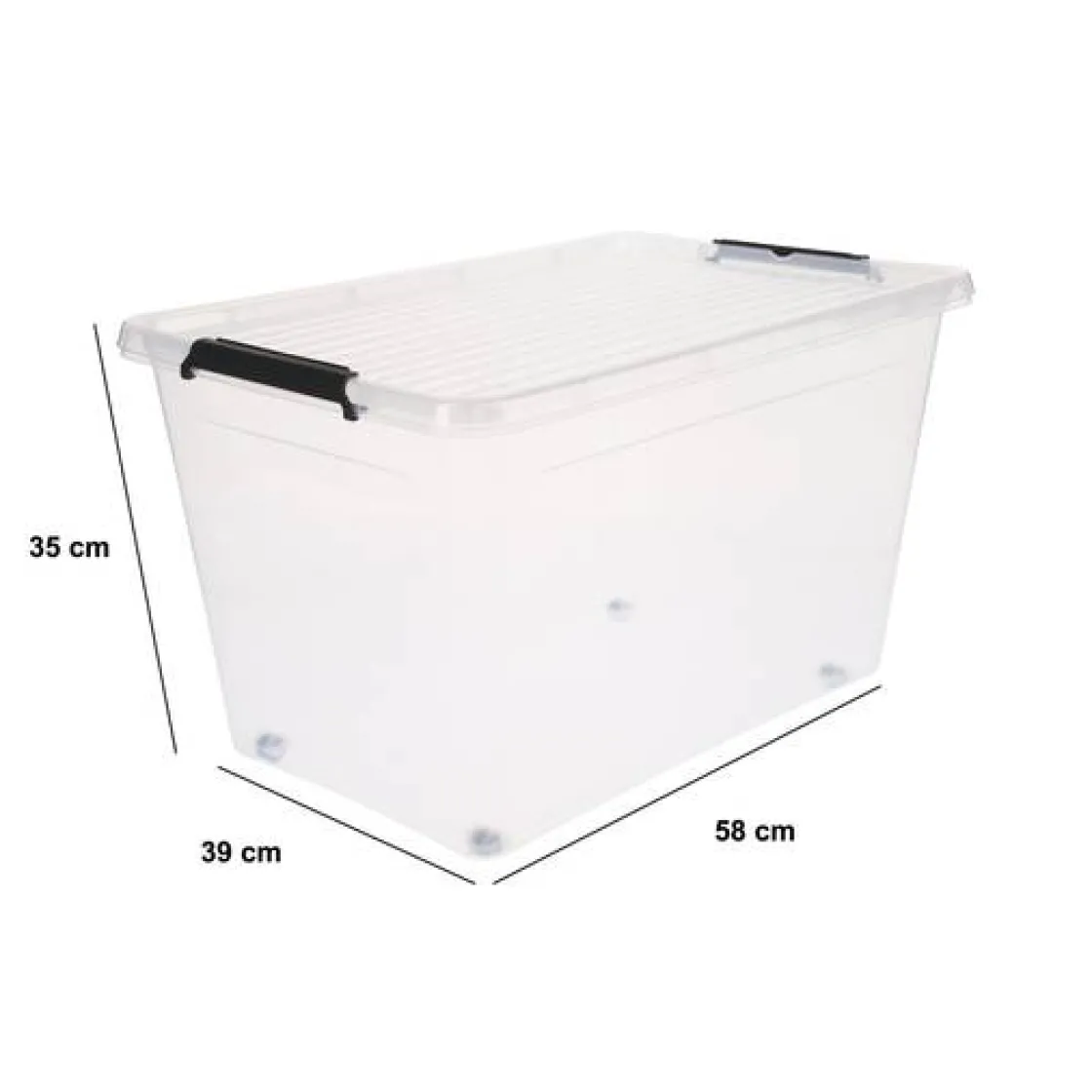 5five Boite de rangement plastique 60L, Transparent