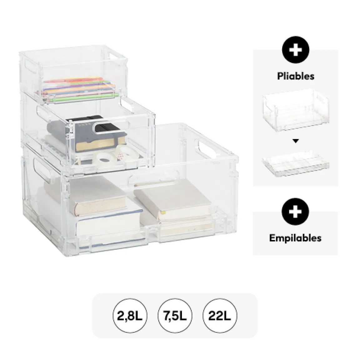 5five Boite de rangement pliable et empilable, 22L