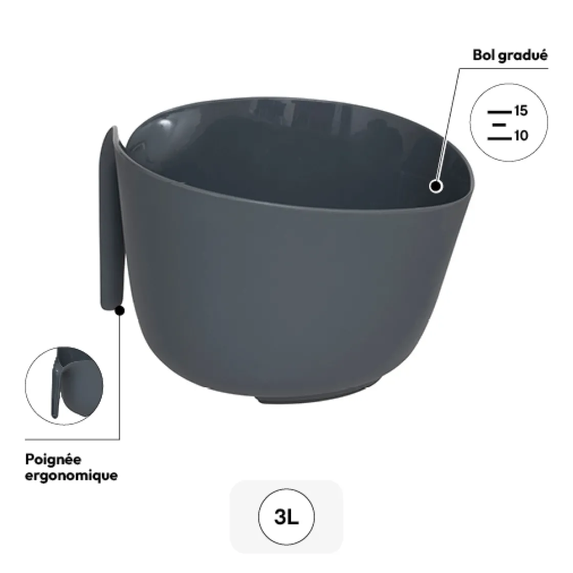 5five Bol à mixer avec graduactions, 3L