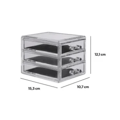 5five Boîte à bijoux 3 tiroirs, Transparent