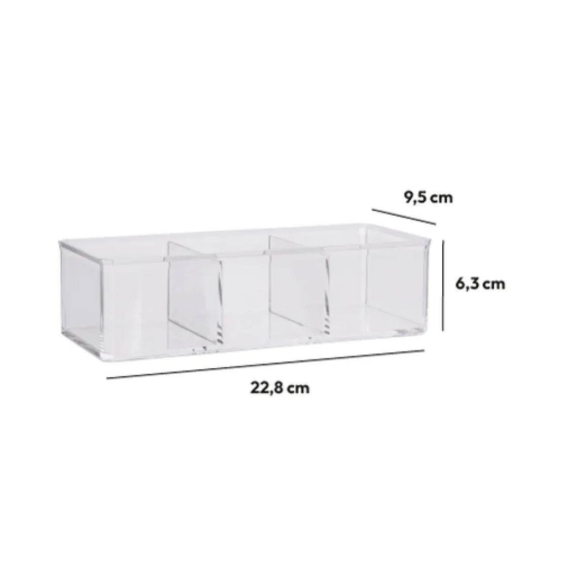 5five Boîte à cotons 3 compartiments, Transparent