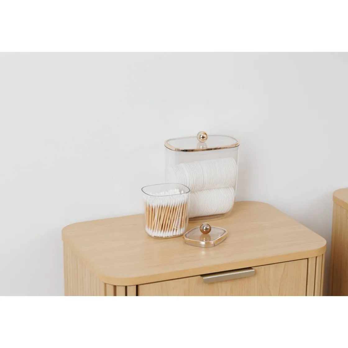 5five Boîte à cotons et cotons-tiges, L.8,9 cm, Transparent