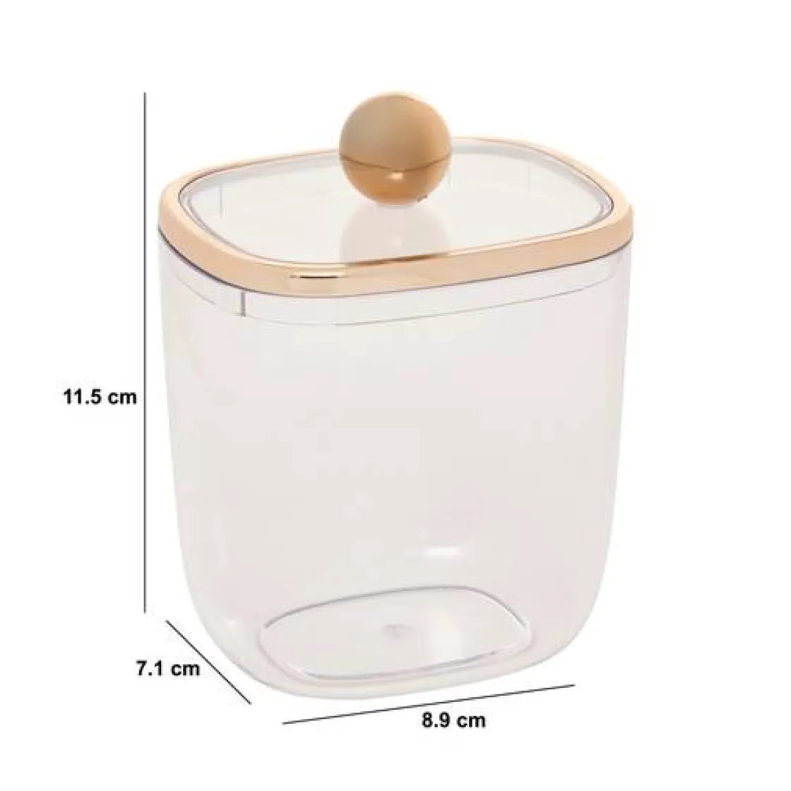 5five Boîte à cotons et cotons-tiges, L.8,9 cm, Transparent