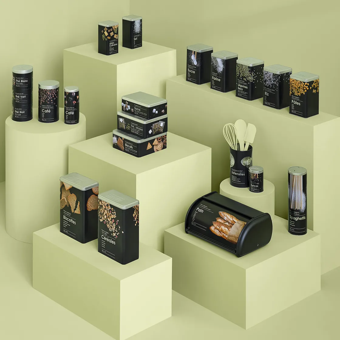 5five Boîte à céréales 750g métal, Noir