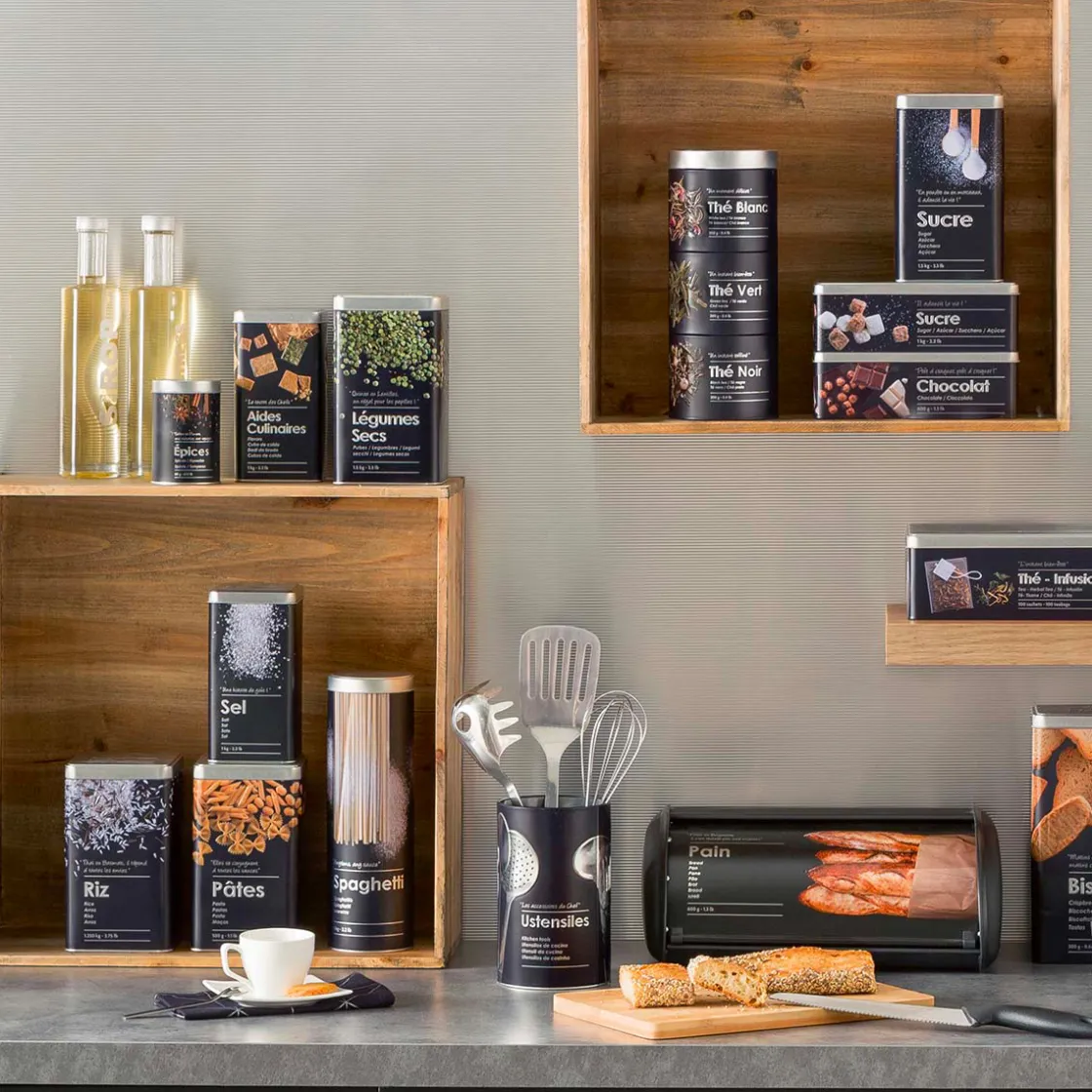 5five Boîte à céréales 750g métal, Noir