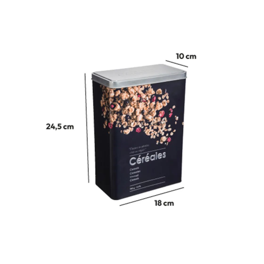 5five Boîte à céréales 750g métal, Noir