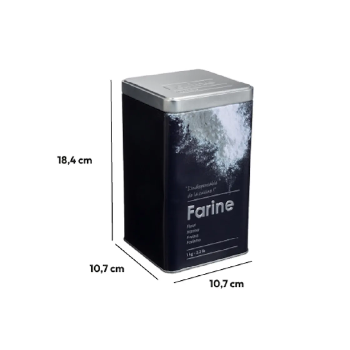 5five Boîte à farine 1kg métal, Noir