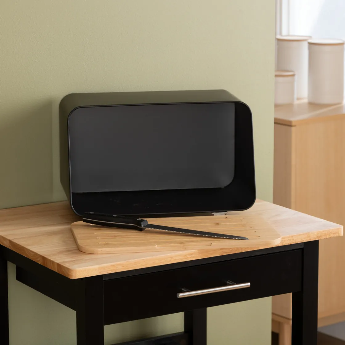 5five Boîte à pain et planche 37cm, Noir