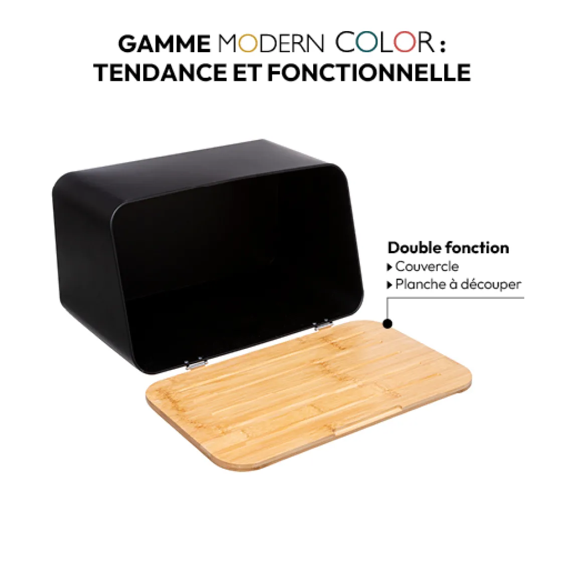 5five Boîte à pain et planche 37cm, Noir