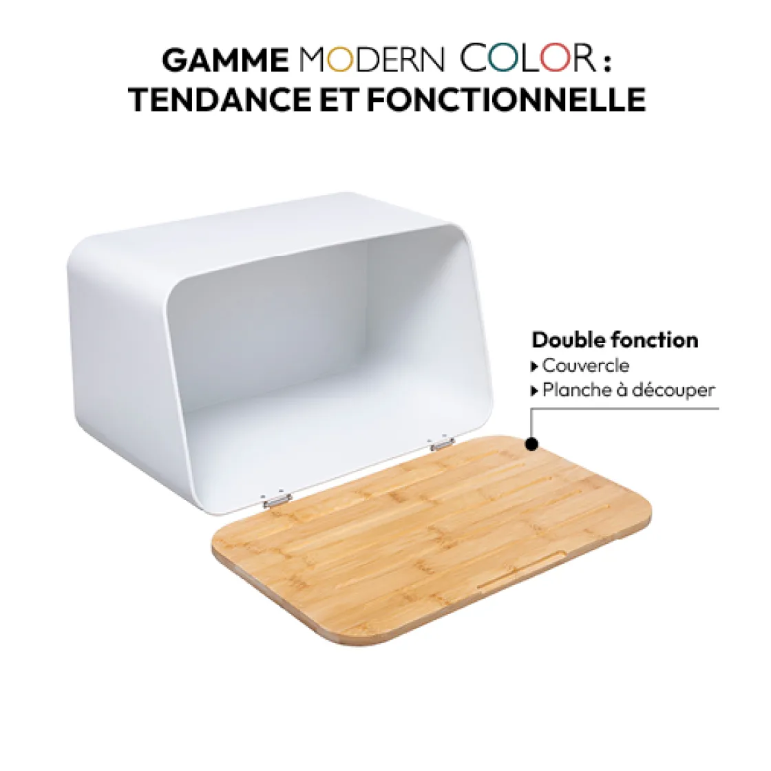 5five Boîte à pain et planche 37cm, Blanc