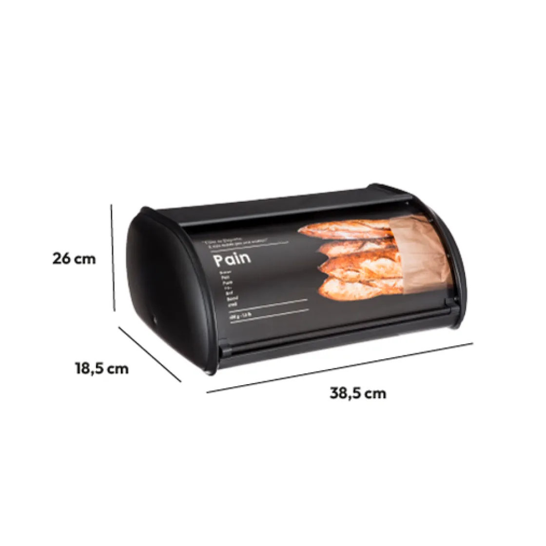 5five Boîte à pain métal 37,5cm - Noir