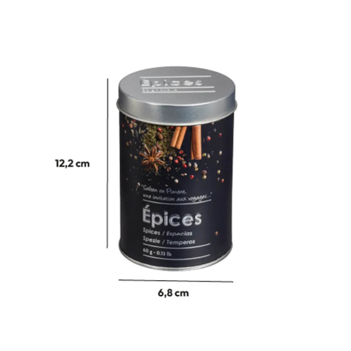 5five Boîte à épices 60g métal, Noir