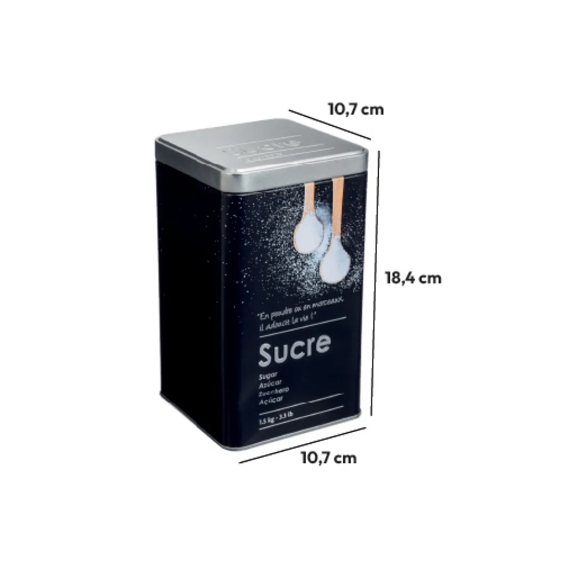5five Boîte à sucre poudre métal, Noir