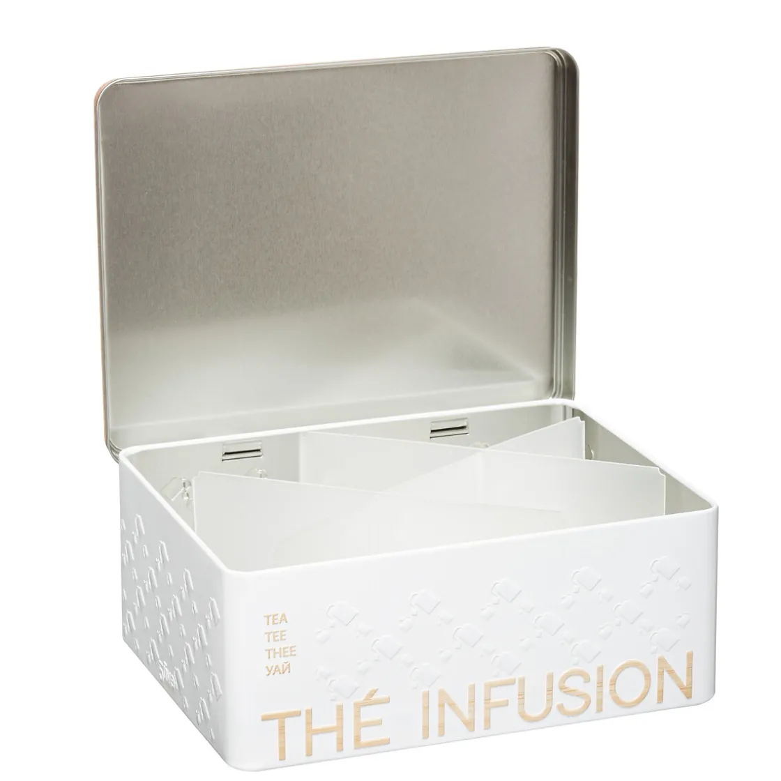 5five Boîte à thé 6 compartiments métal, Blanc