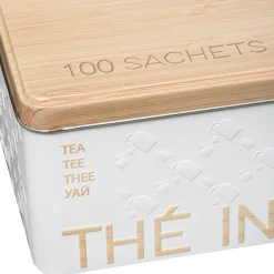 5five Boîte à thé 6 compartiments métal, Blanc