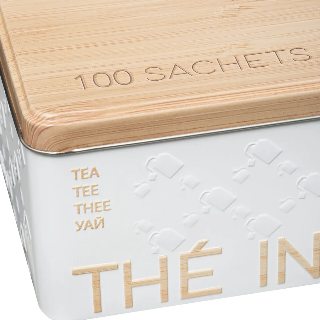 5five Boîte à thé 6 compartiments métal, Blanc