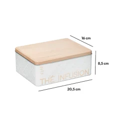 5five Boîte à thé 6 compartiments métal, Blanc