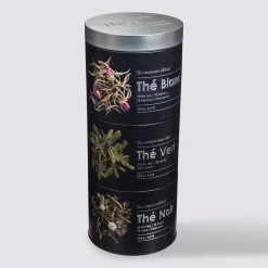 5five Boîte à thé 3 compartiments métal, Noir