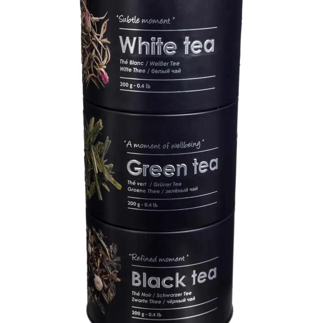 5five Boîte à thé 3 compartiments métal, Noir