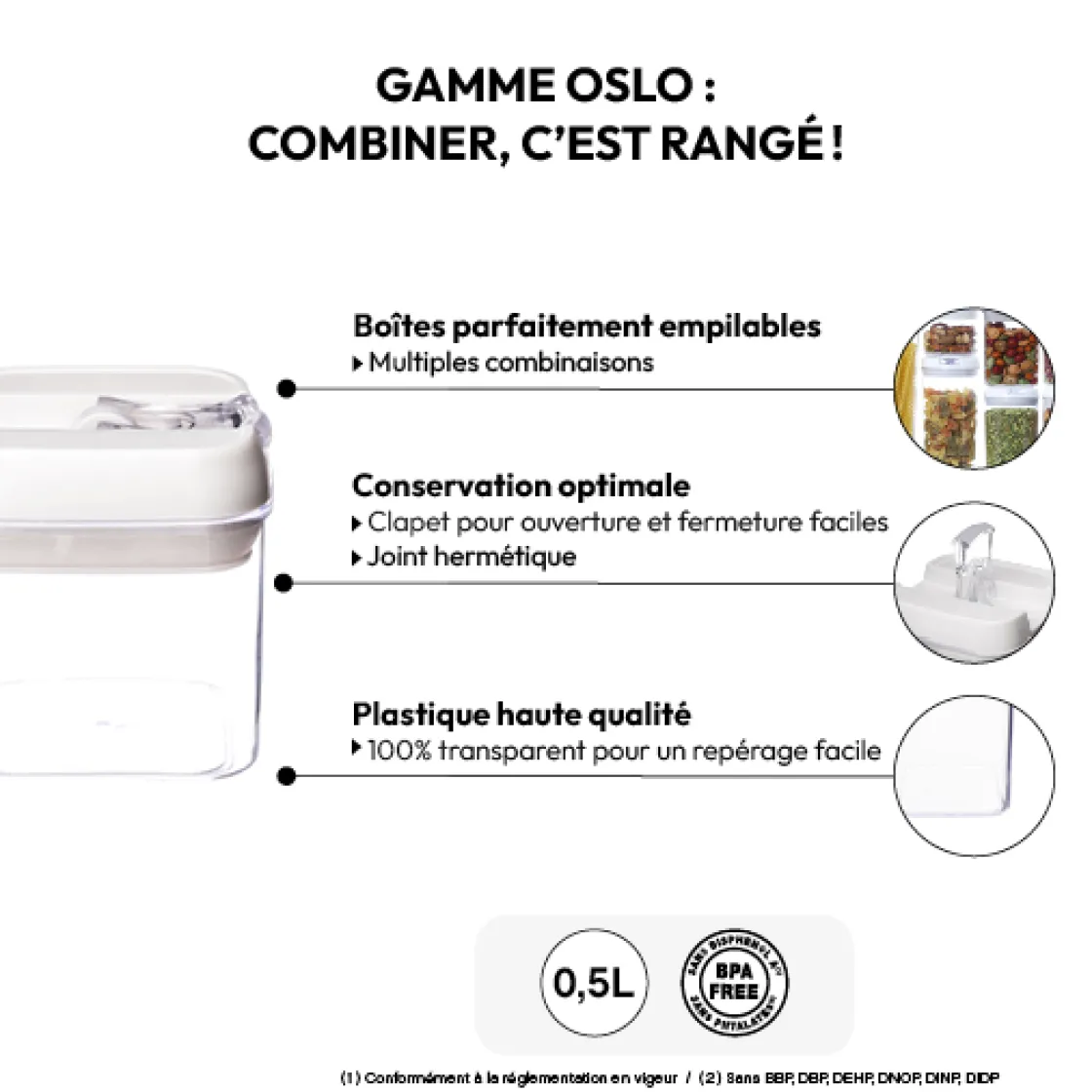 5five Boîte carrée hermétique 0,5L