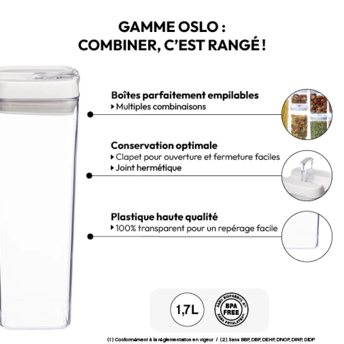 5five Boîte carrée hermétique 1,7L