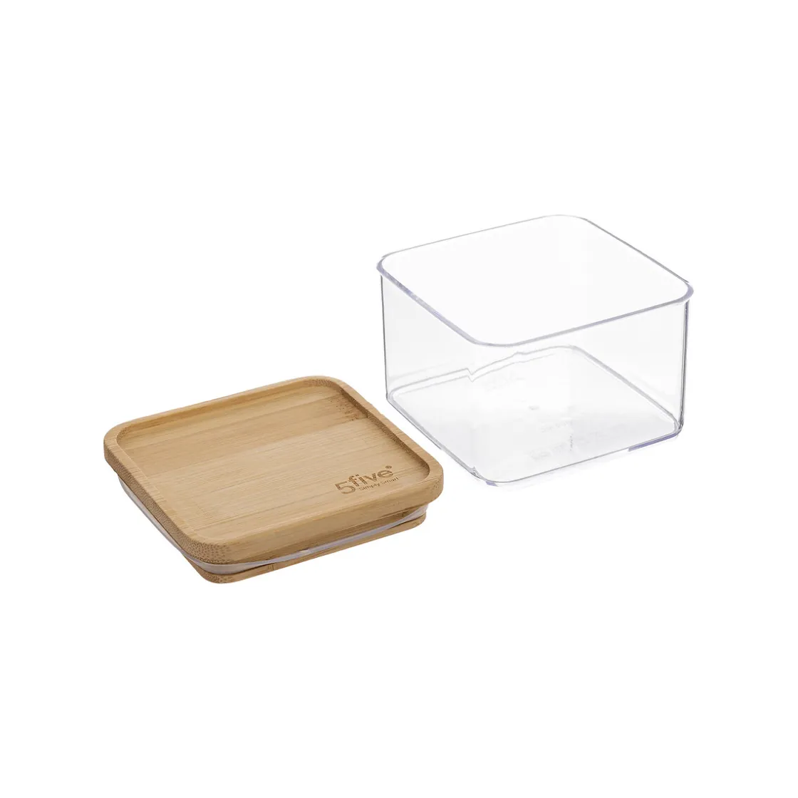 5five Boîte de conservation carrée couvercle bambou, 1L
