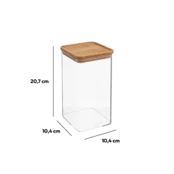 5five Boîte de conservation carrée couvercle bambou, 1,5L