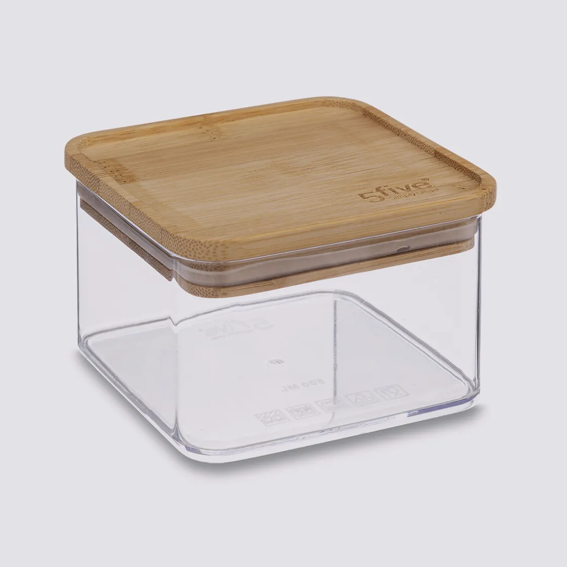5five Boîte de conservation carrée couvercle bambou, 0,5L