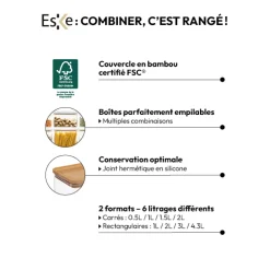 5five Boîte de conservation rect couvercle bambou, 3L