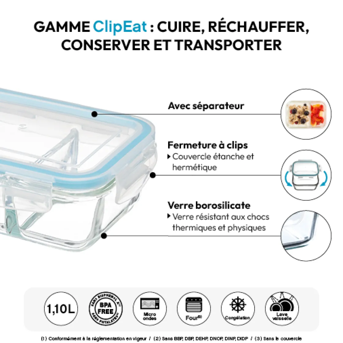 5five Boîte de conservation verre 1,1L