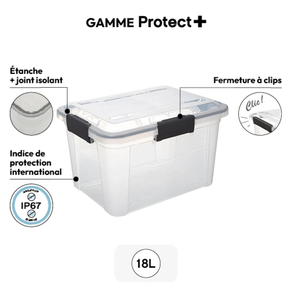 5five Boîte en plastique à clip 18L