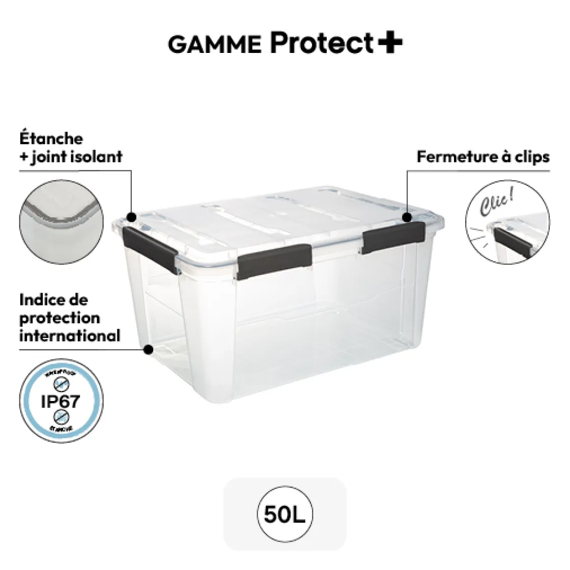 5five Boîte en plastique à clip 50L