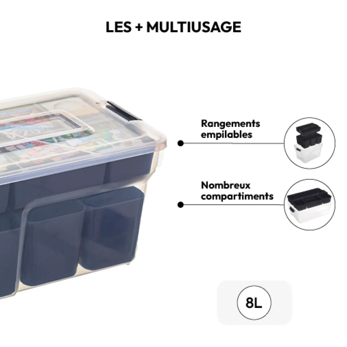 5five Boîte en plastique compartimentée 8L