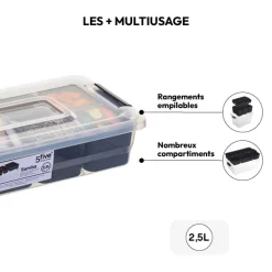 5five Boîte en plastique compartimentée 2,5L