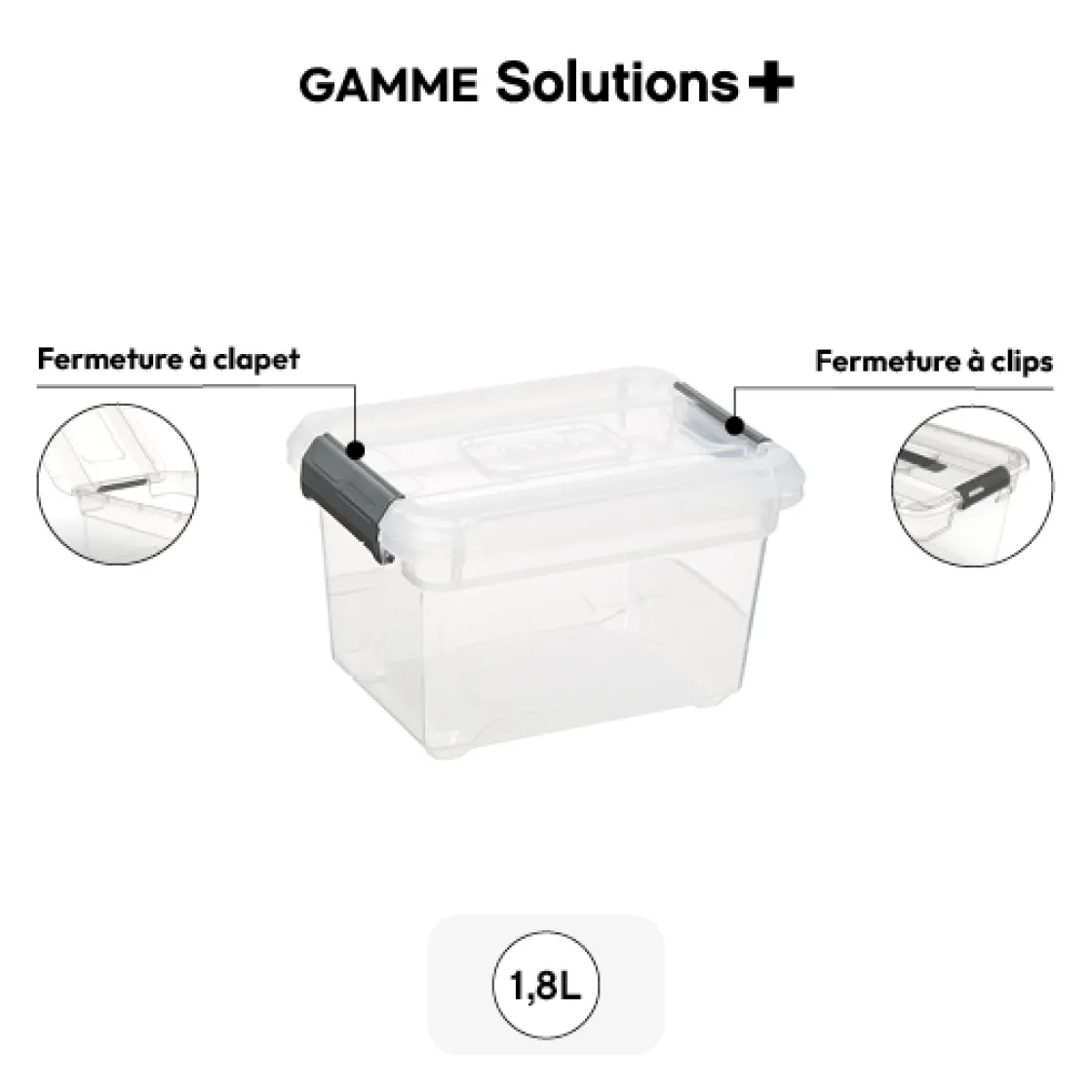 5five Boîte en plastique transparente 1,8L