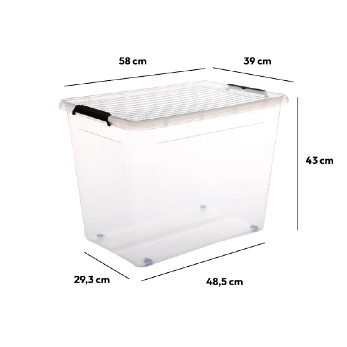 5five Boîte en plastique transparente 80L