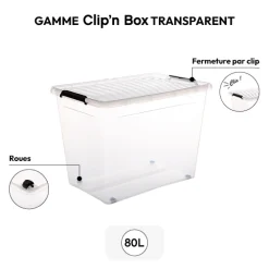 5five Boîte en plastique transparente 80L