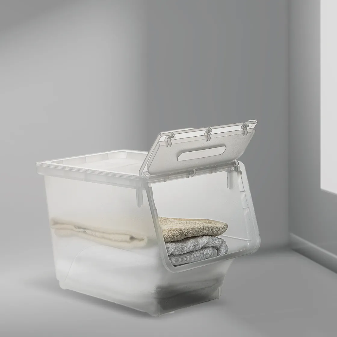 5five Boîte en plastique transparente à ouverture frontale 24L