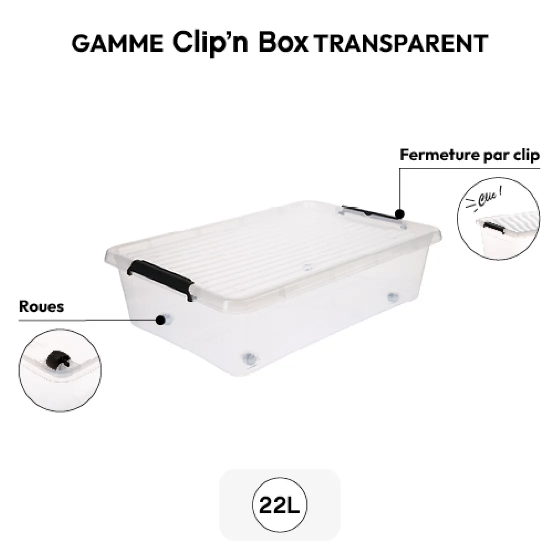 5five Boîte en plastique transparente 22L